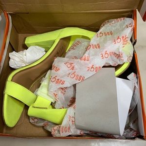 neon yellow heels + shipping
